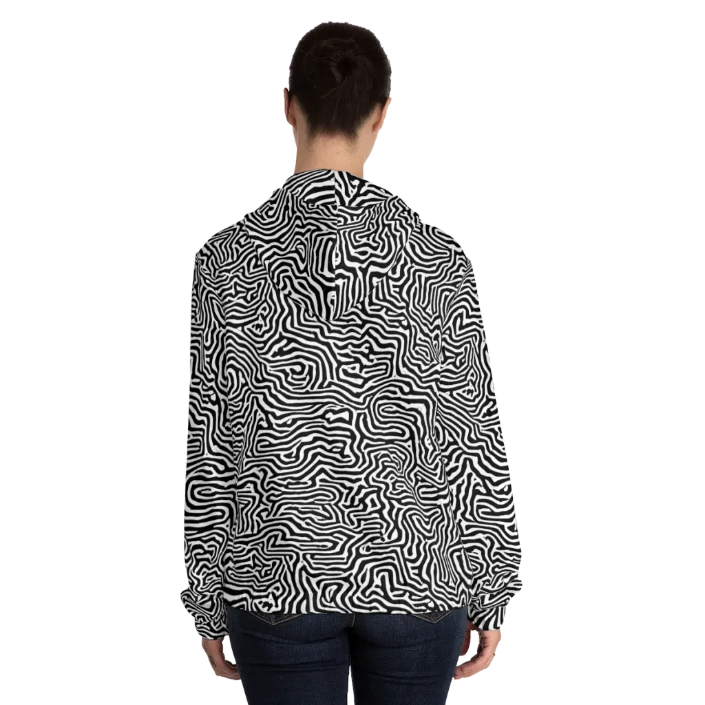 Doodle Symphony on Women's Full-Zip Hoodie — Back On Person