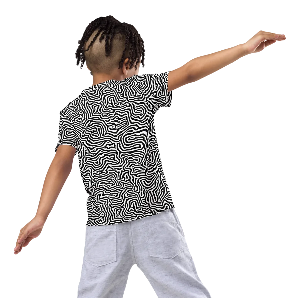 Doodle Symphony on Kids Crew Neck T-Shirt — Back
