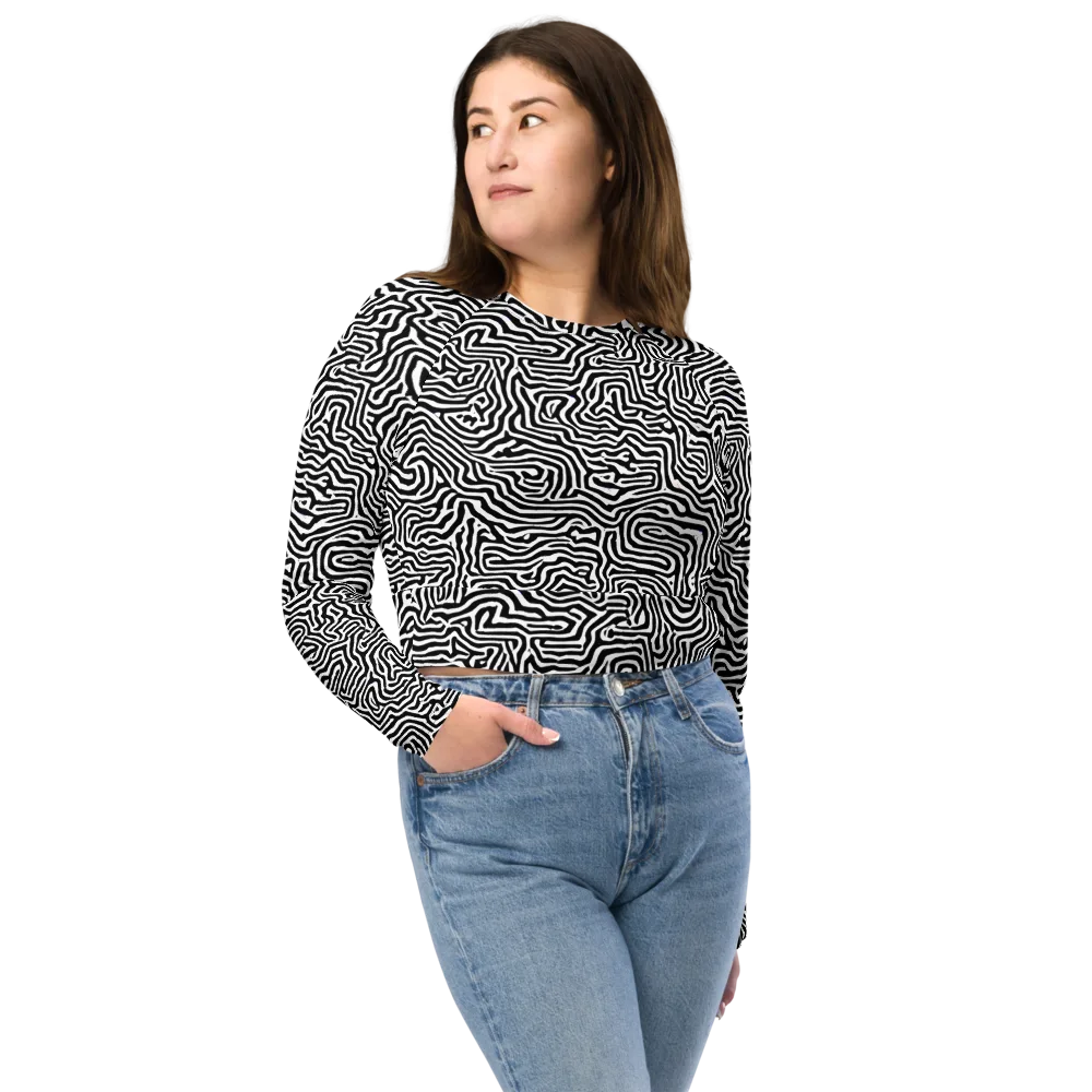 Doodle Symphony on Long Sleeve Crop Top — Front