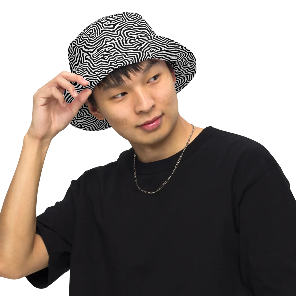 Doodle Symphony on Reversible Bucket Hat — Front Inside