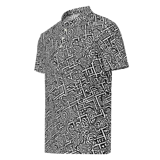 Monochrome Doodles on a Men's Slim Fit Polo Shirt