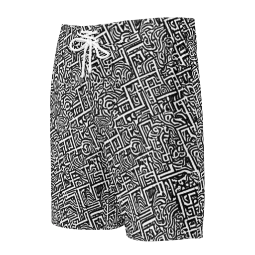 Monochrome Doodles on a Men's Board Shorts