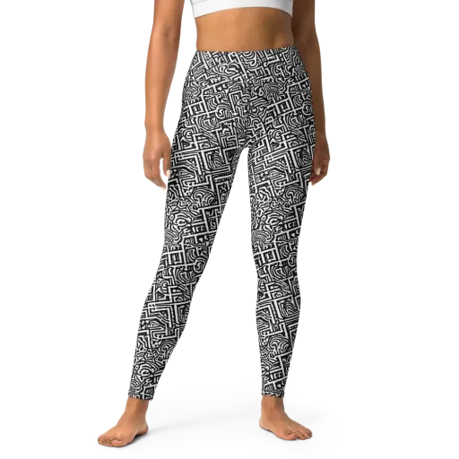 Monochrome Doodles on a Yoga Leggings