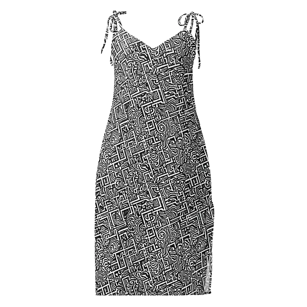 Monochrome Doodles on Slip Dress — Front