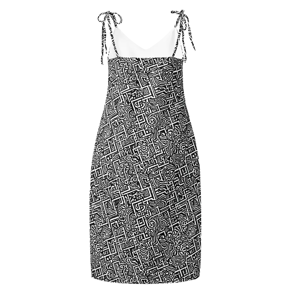 Monochrome Doodles on Slip Dress — Back