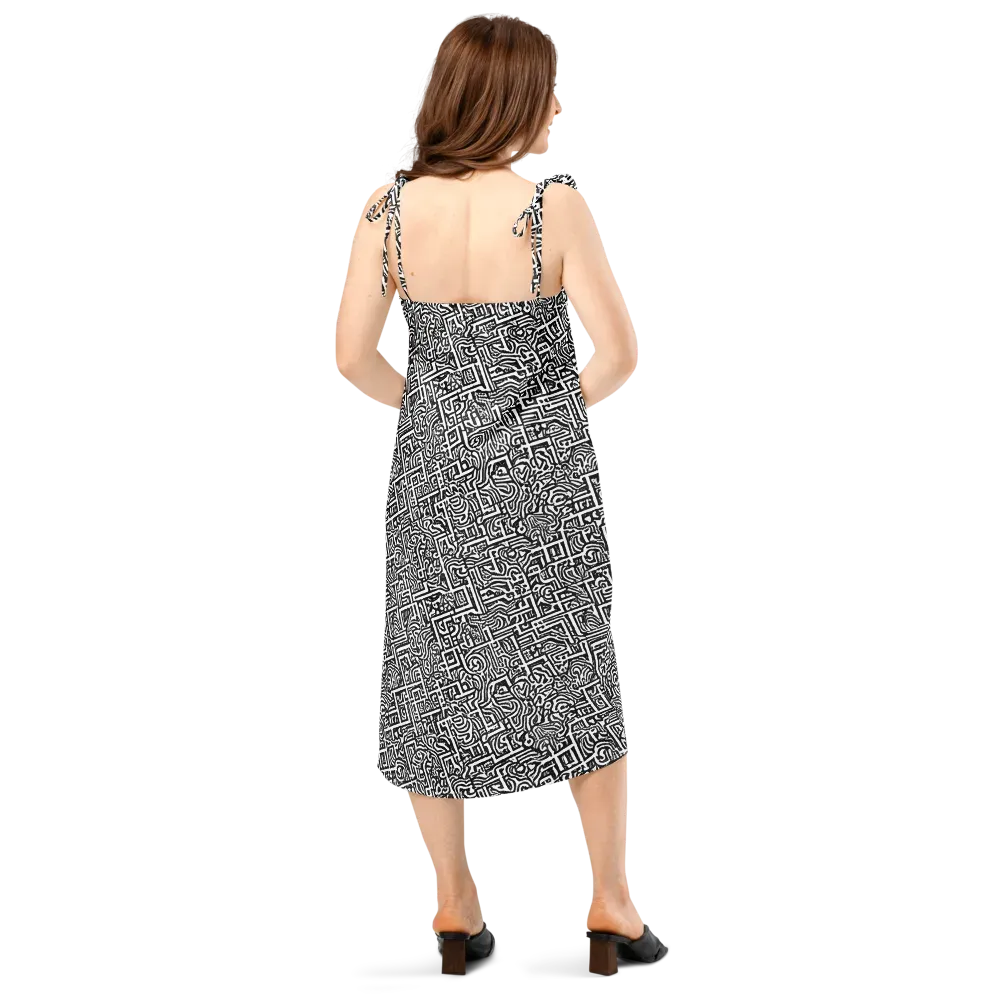 Monochrome Doodles on Slip Dress — Back