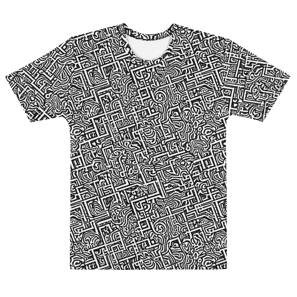 Monochrome Doodles on Men's Cotton Crew Neck T-Shirt — Front