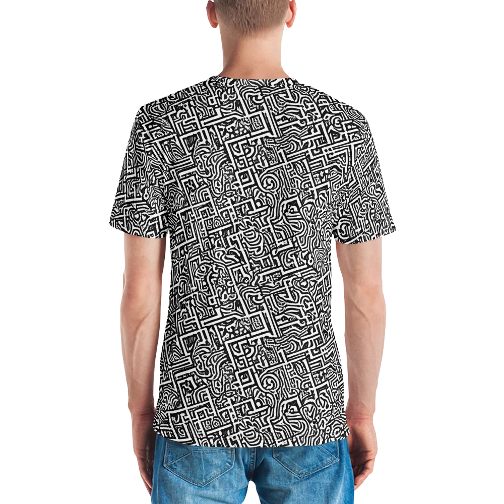 Monochrome Doodles on Men's Crew Neck T-Shirt — Back
