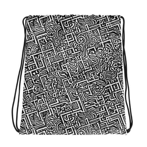 Monochrome Doodles on a Drawstring Bag