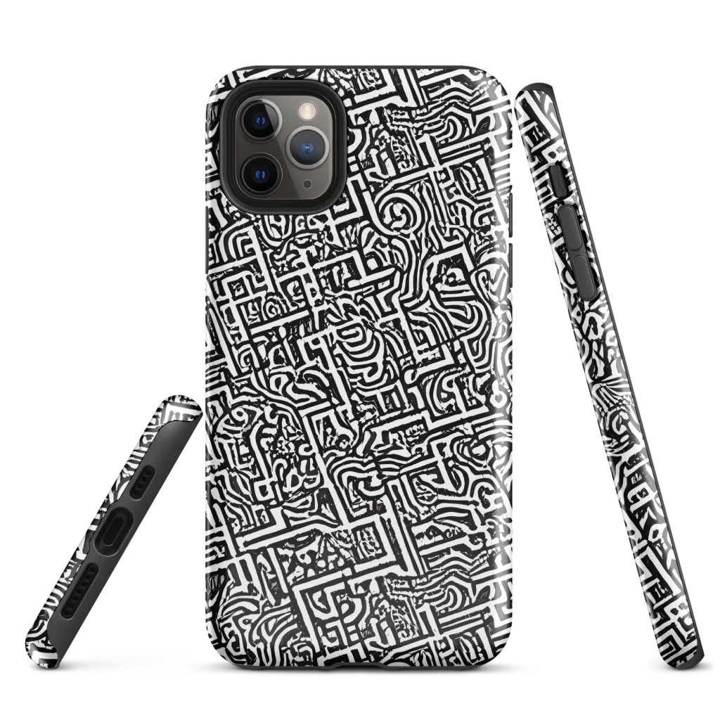 Monochrome Doodles on Tough Case for iPhone® — Front