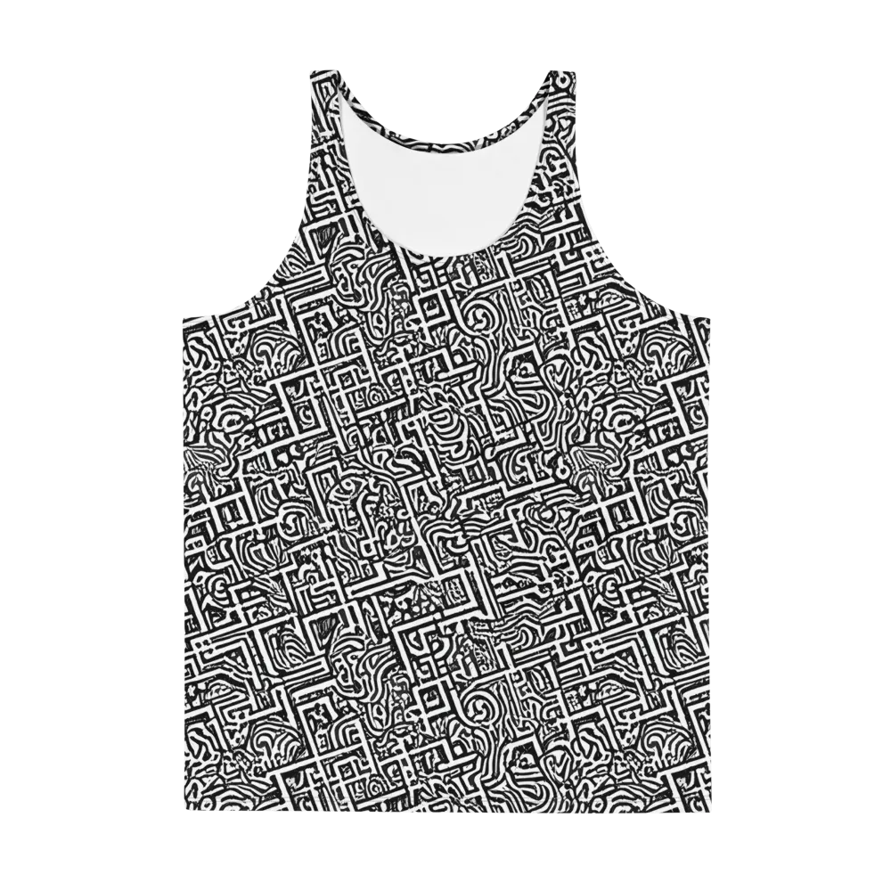 Monochrome Doodles on Men's Tank Top — Front