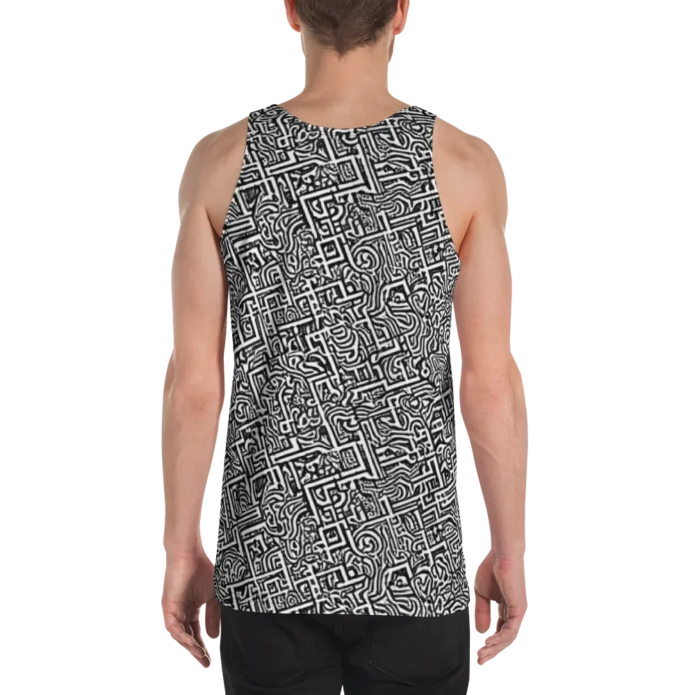 Monochrome Doodles on Men's Tank Top — Back