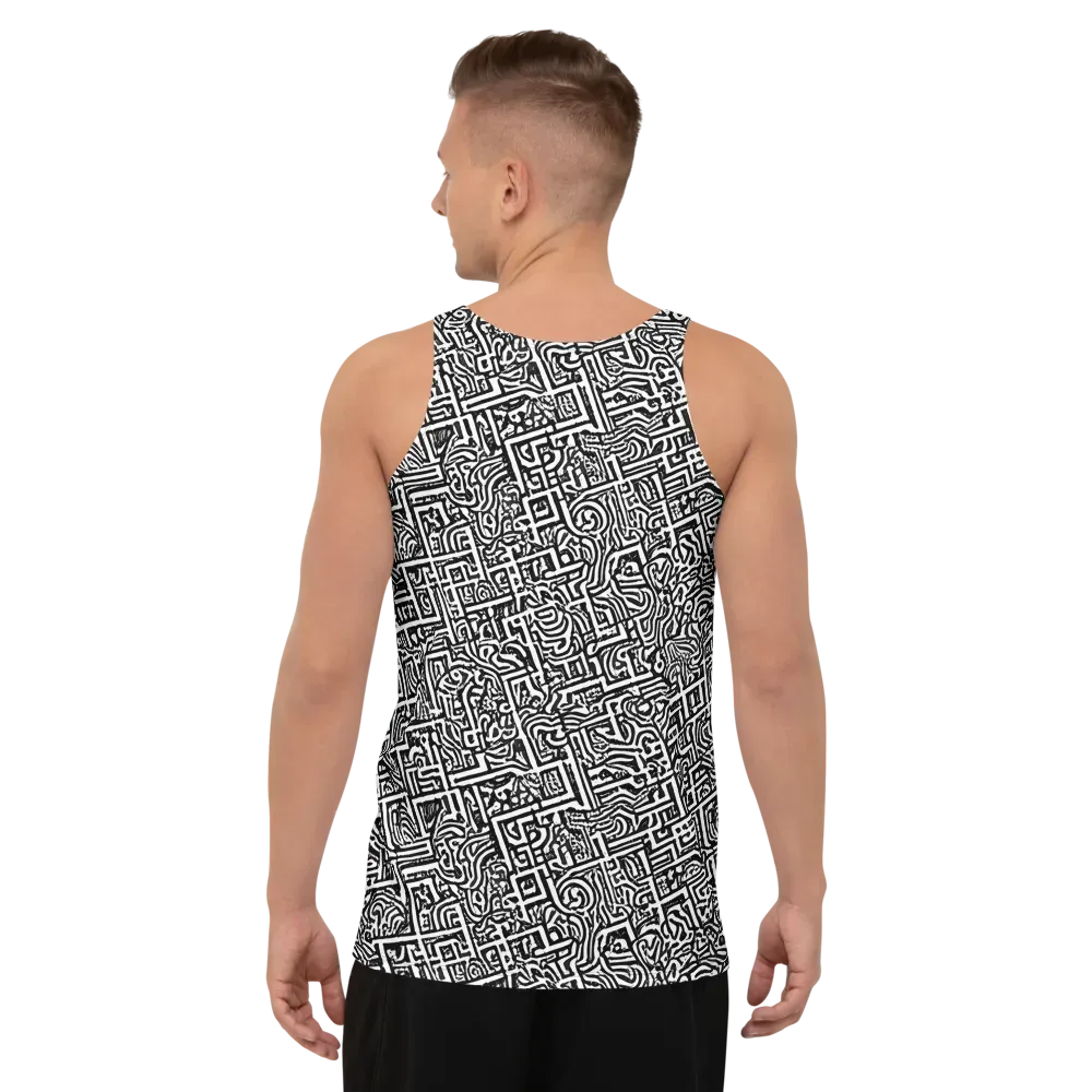 Monochrome Doodles on Men's Tank Top — Back