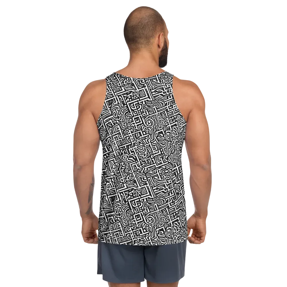 Monochrome Doodles on Men's Tank Top — Back