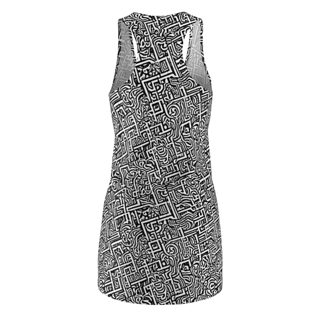Monochrome Doodles on Racerback Dress — Back