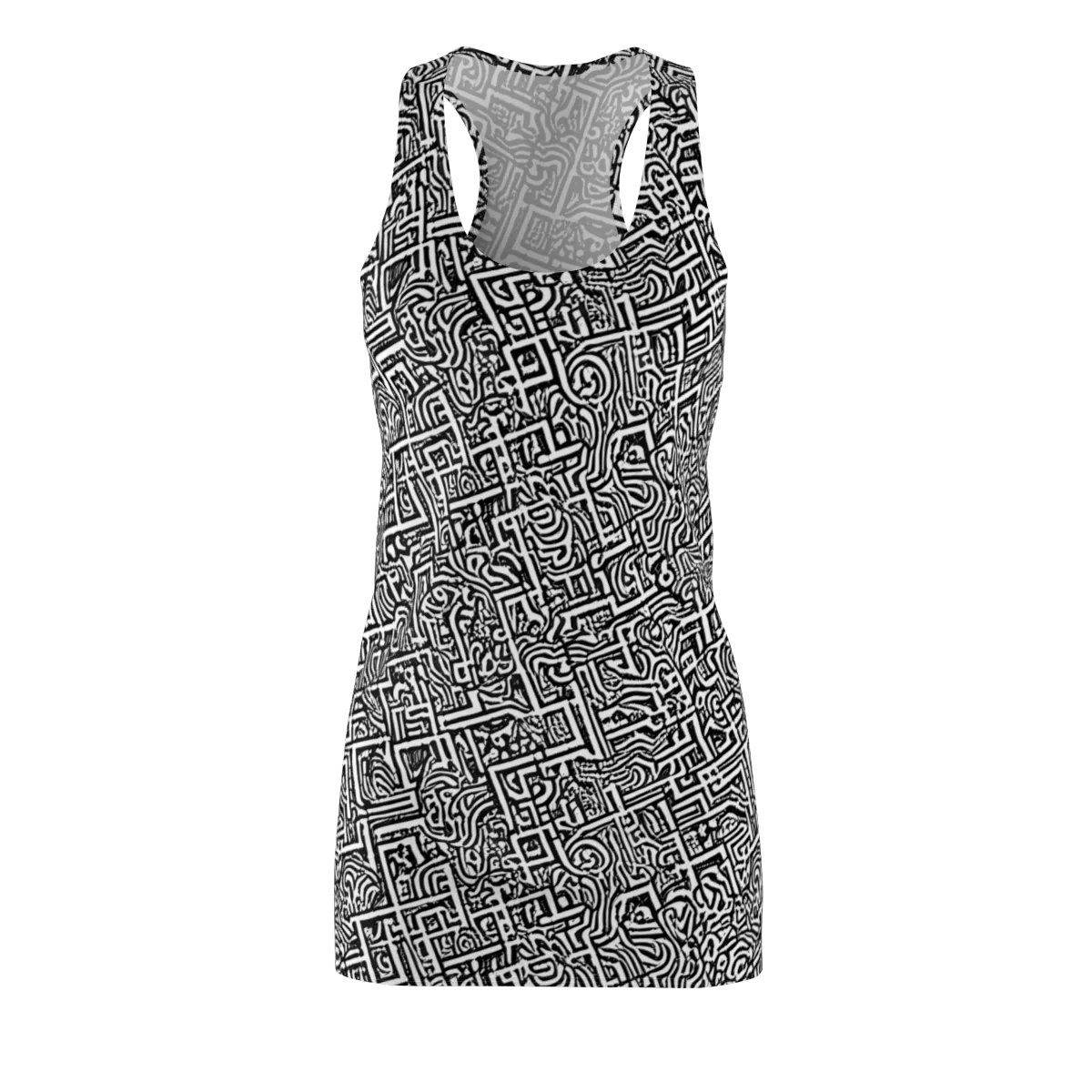 Monochrome Doodles on Racerback Dress — Front