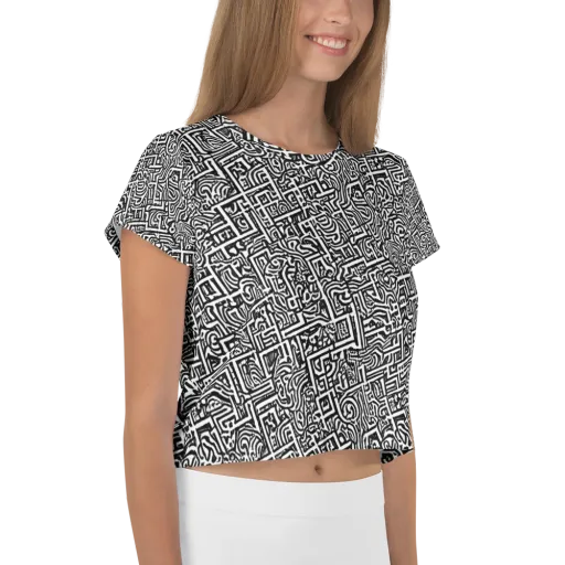 Monochrome Doodles on a Crop Tee