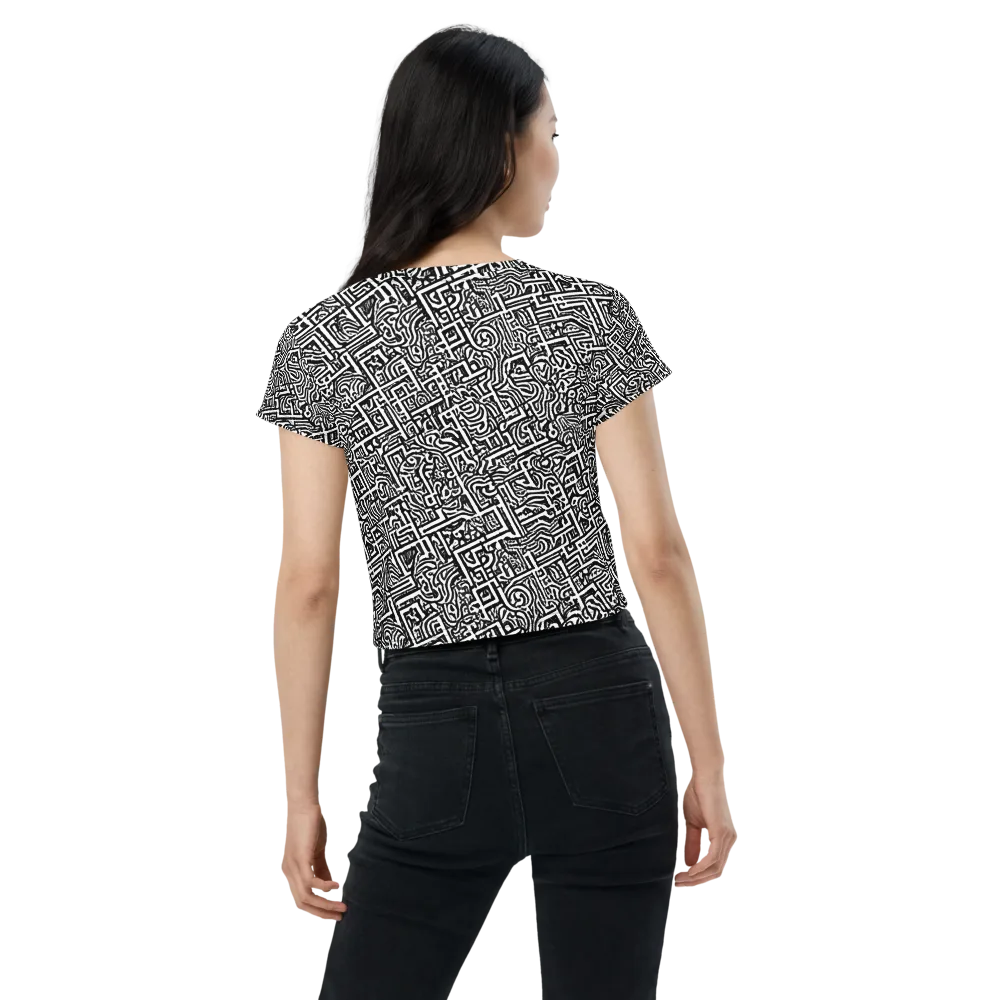 Monochrome Doodles on Crop Tee — Back