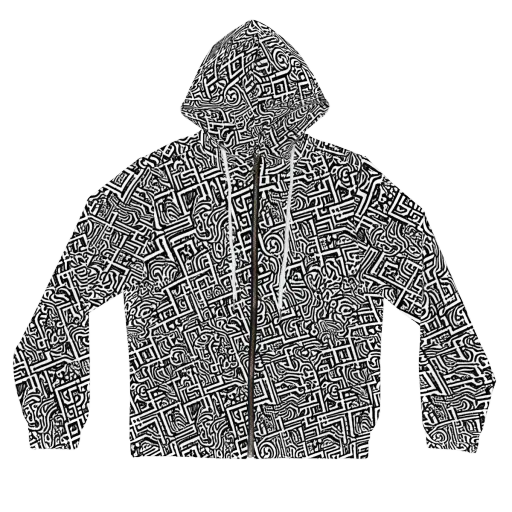 Monochrome Doodles on a Women's Full-Zip Hoodie