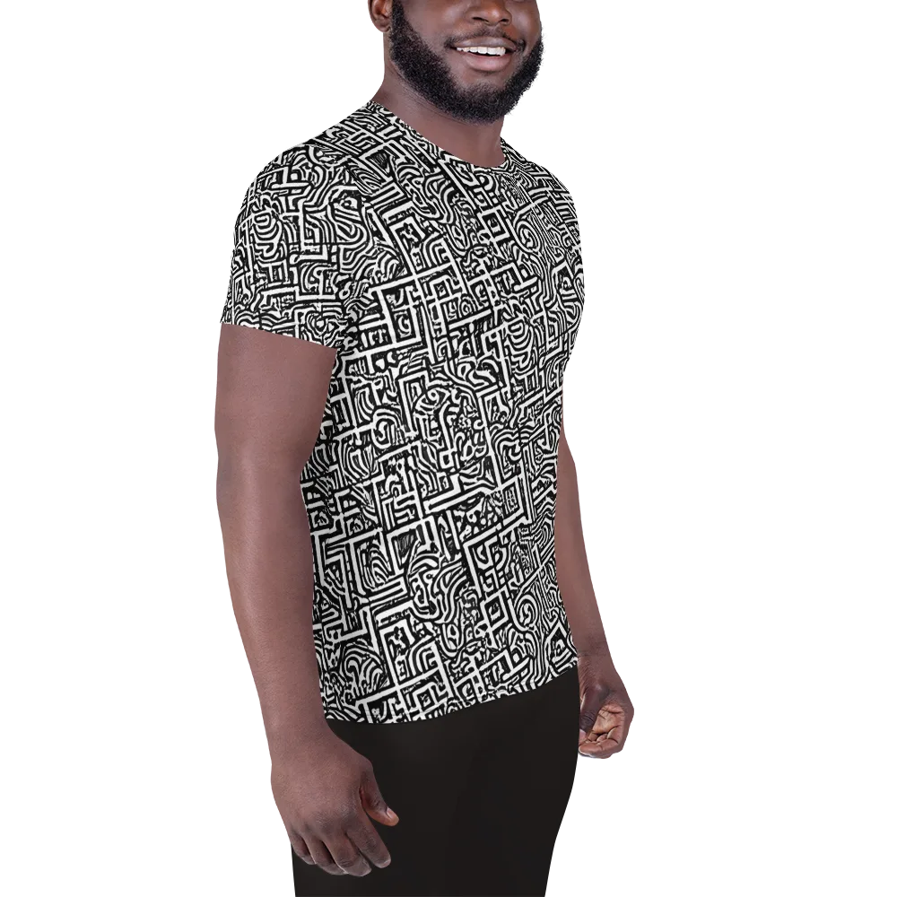 Monochrome Doodles on Men's Athletic T-Shirt — Right