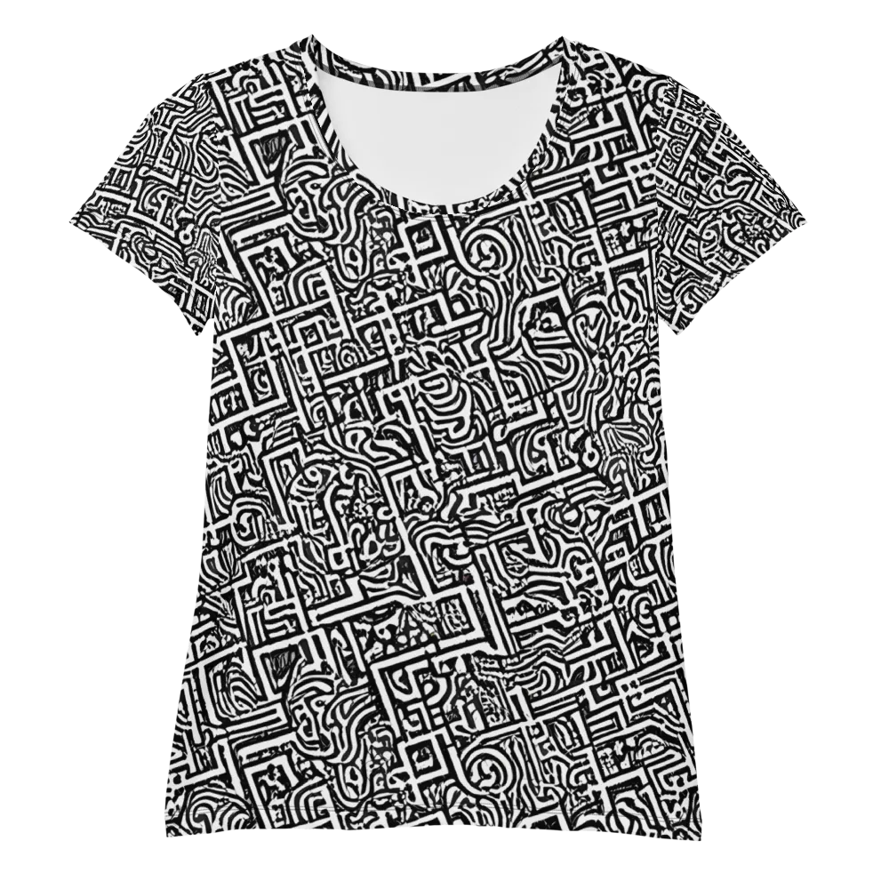 Monochrome Doodles on Women's Athletic T-Shirt — Front