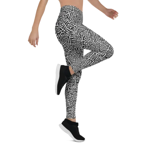 Monochrome Doodles on a Leggings