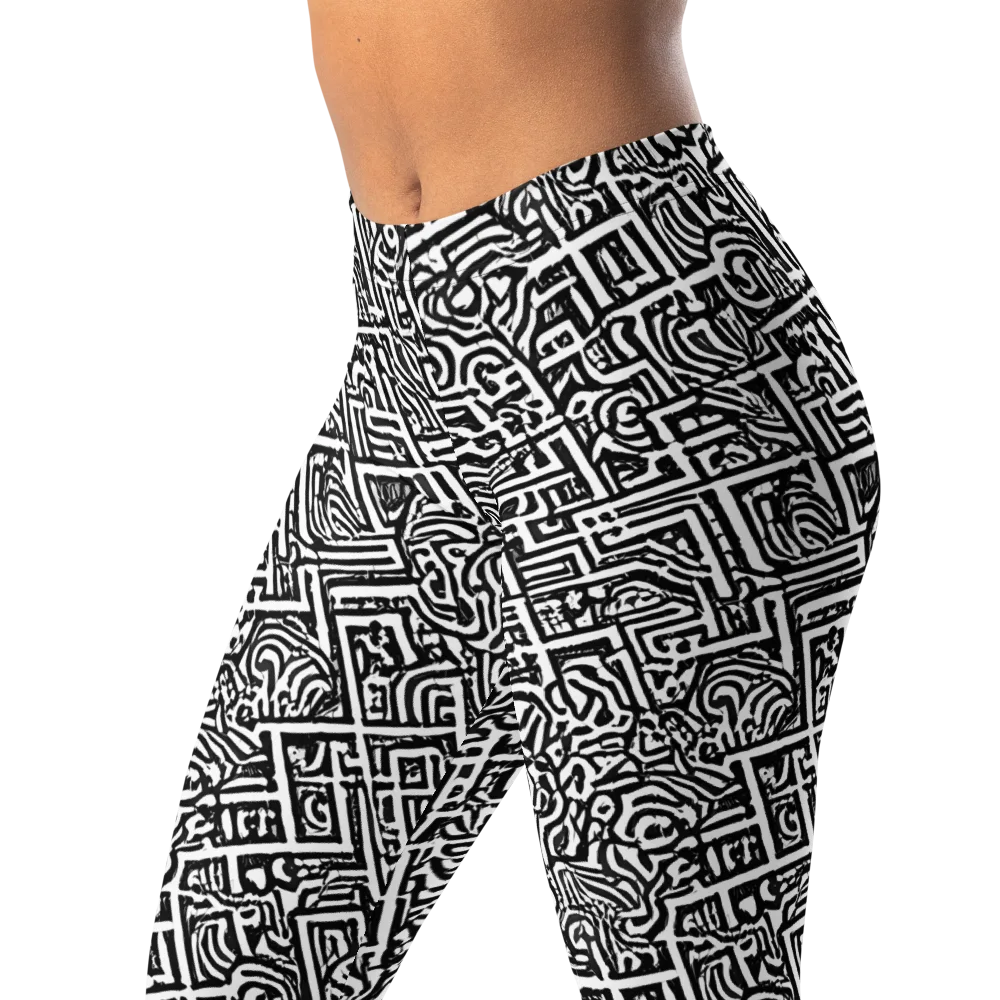 Monochrome Doodles on Leggings — Left Front