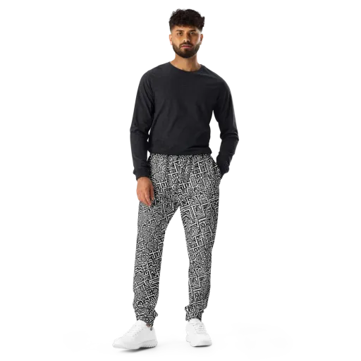 Monochrome Doodles on a Men's Joggers