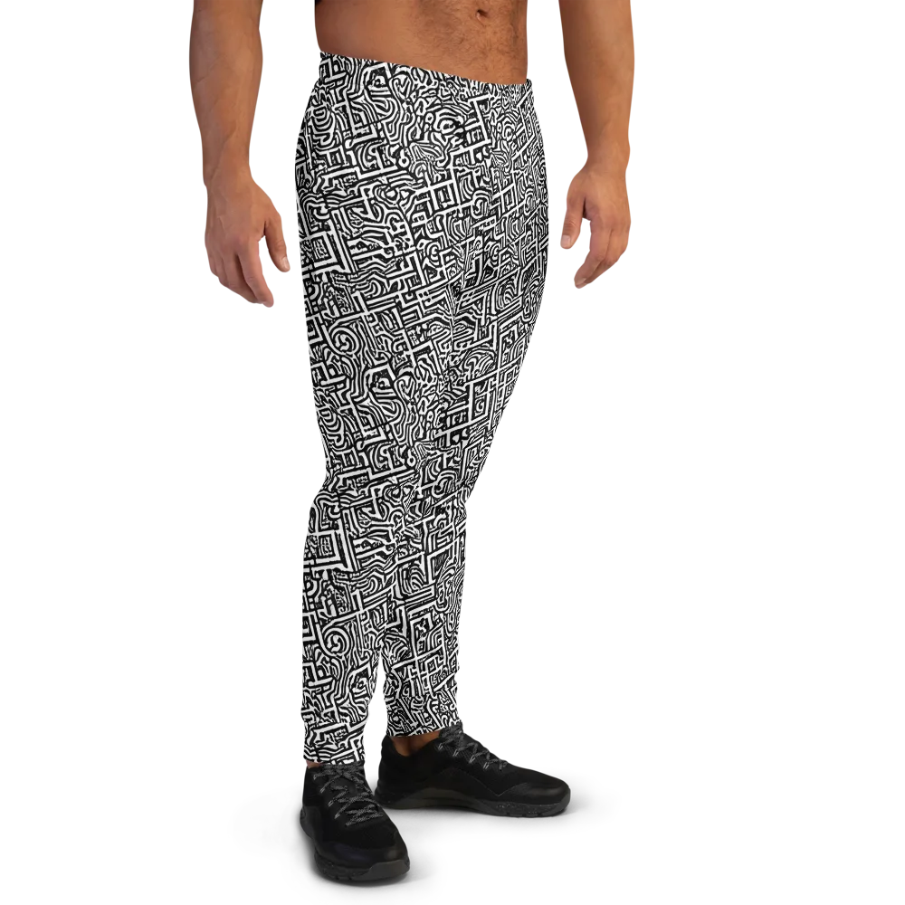 Monochrome Doodles on Men's Joggers — Right