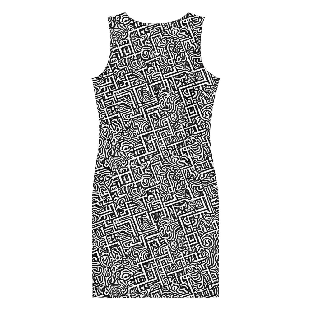 Monochrome Doodles on Bodycon Dress — Back