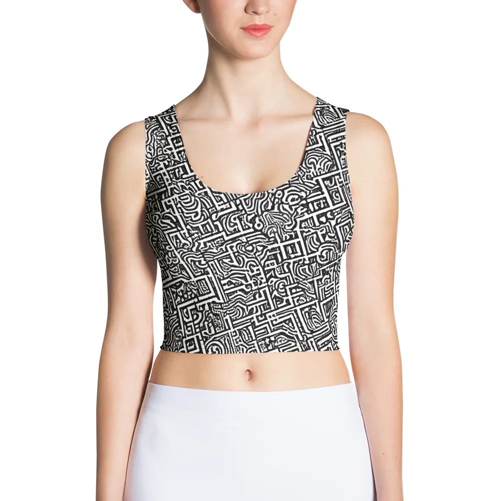 Monochrome Doodles on Crop Top — Front