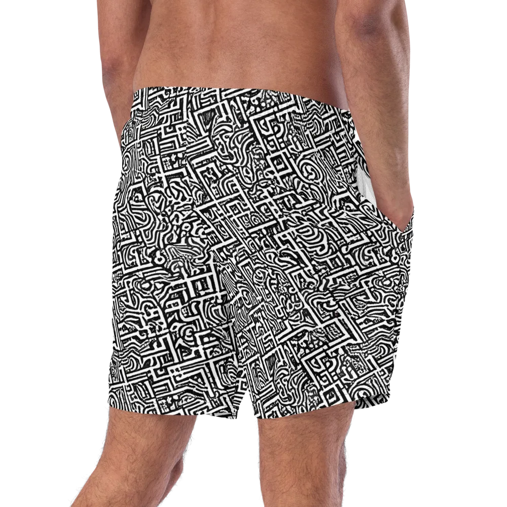 Monochrome Doodles on Swim Trunks — Right Back
