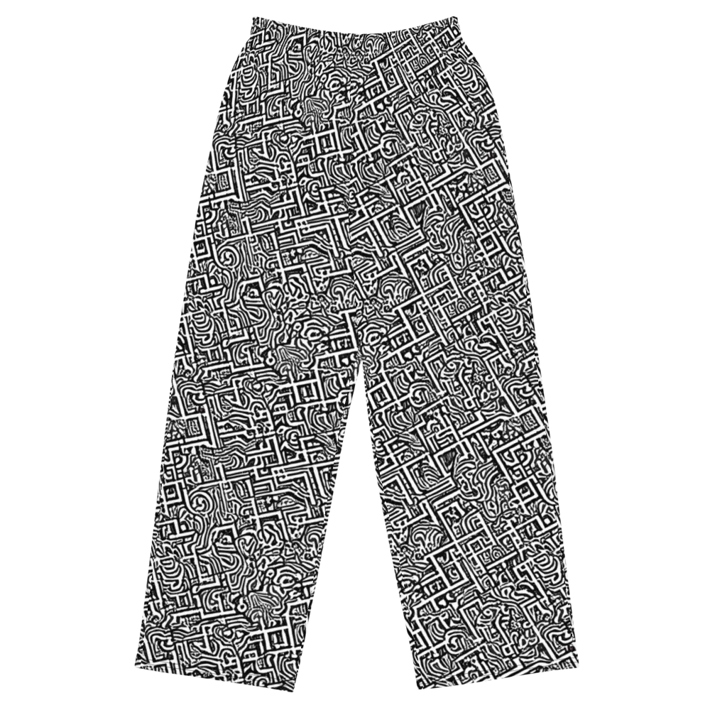 Monochrome Doodles on Wide-Leg Pants — Front
