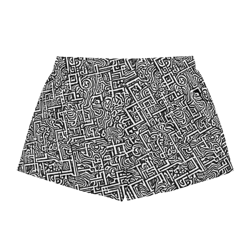 Monochrome Doodles on Women's Pajama Shorts — Back