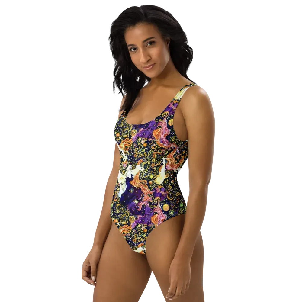 Ethereal Waltz on One-Piece Swimsuit — Left