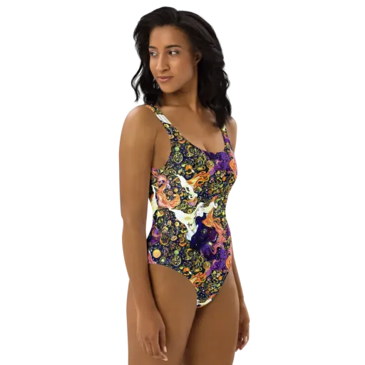 Ethereal Waltz on a One-Piece Swimsuit