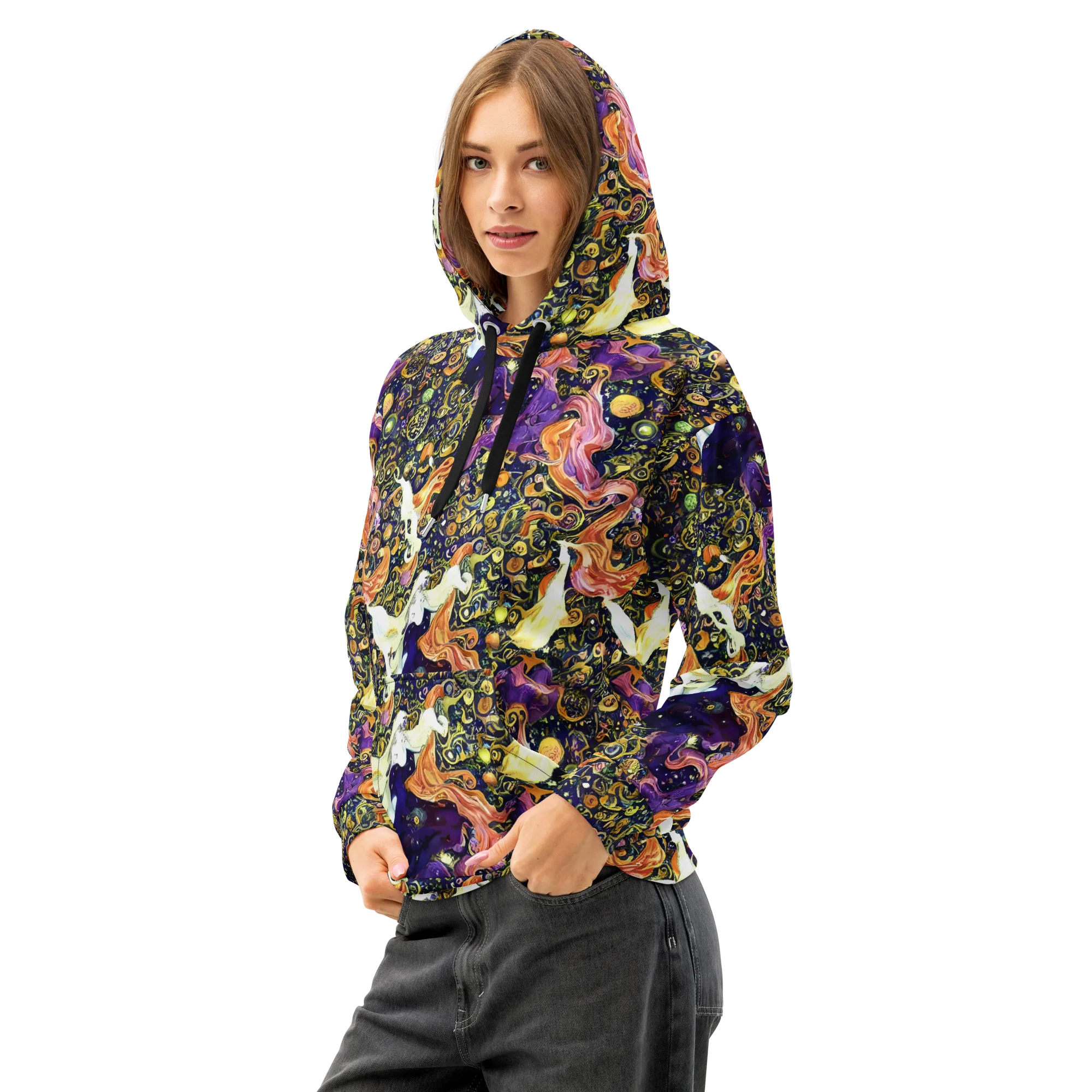 Ethereal Waltz on Cotton Hoodie — Left Front