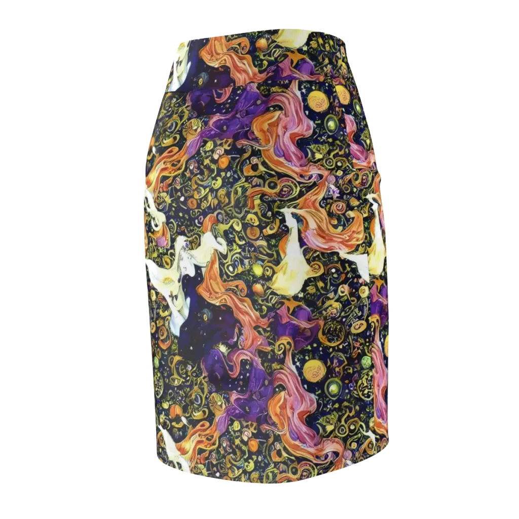 Ethereal Waltz on Pencil Skirt — Back Side