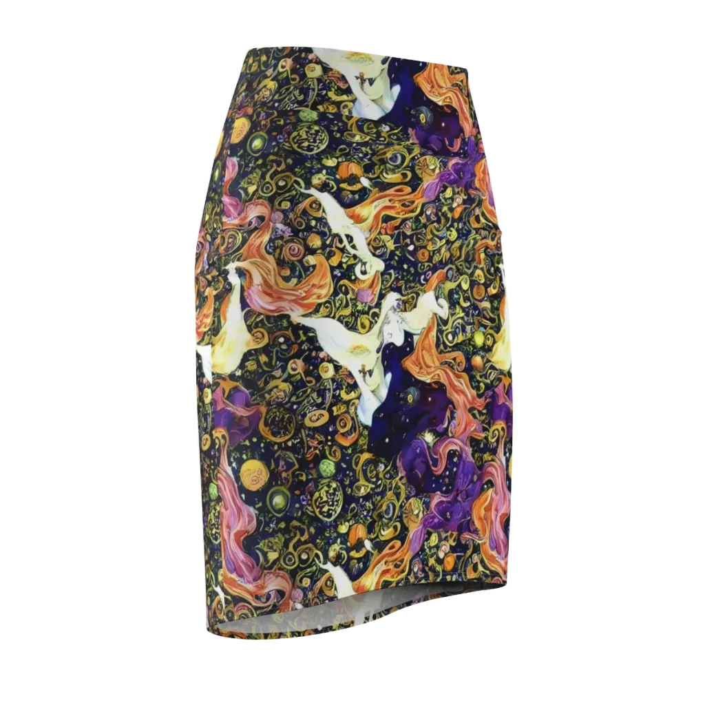 Ethereal Waltz on Pencil Skirt — Front Side