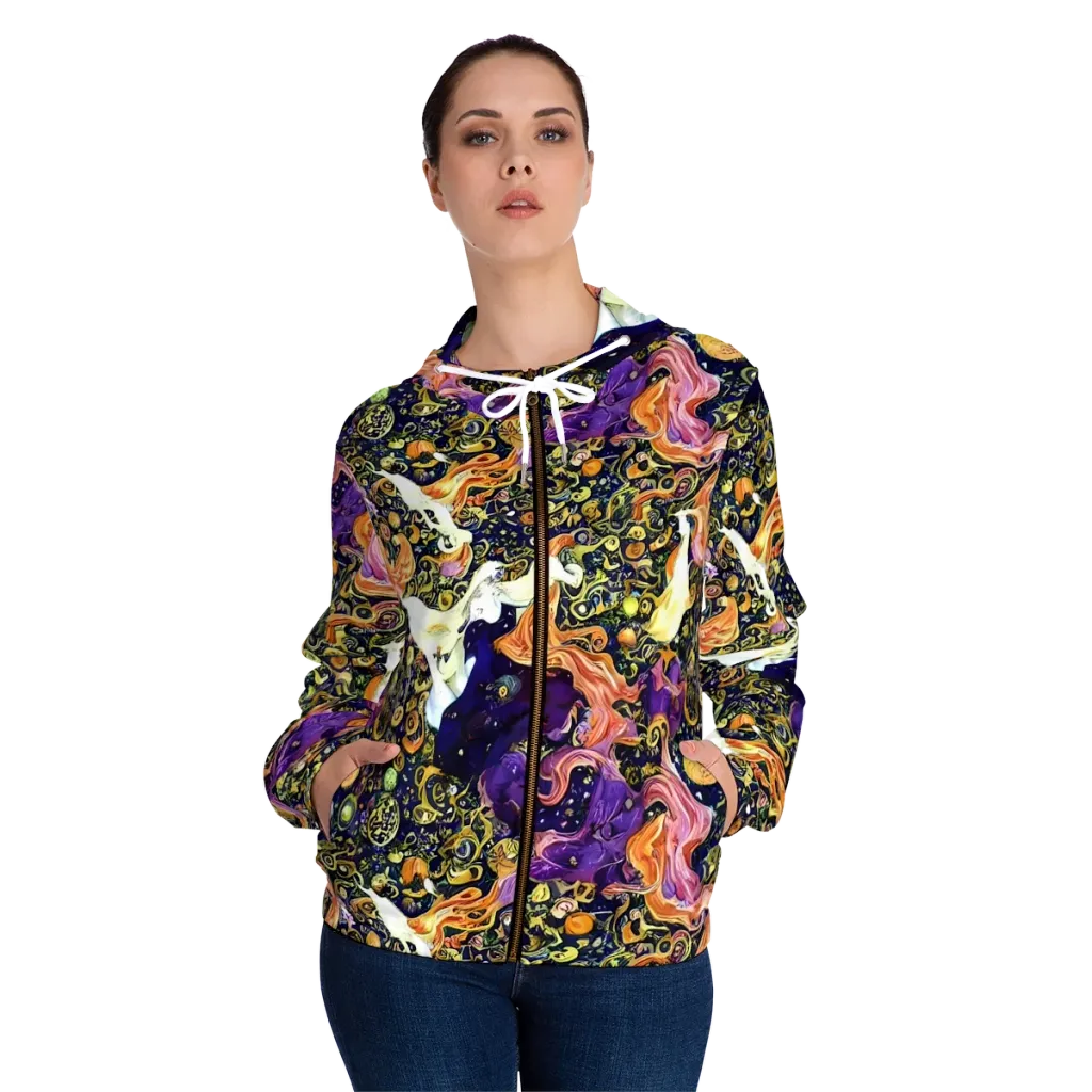 Ethereal Waltz on Women's Full-Zip Hoodie — Front On Person