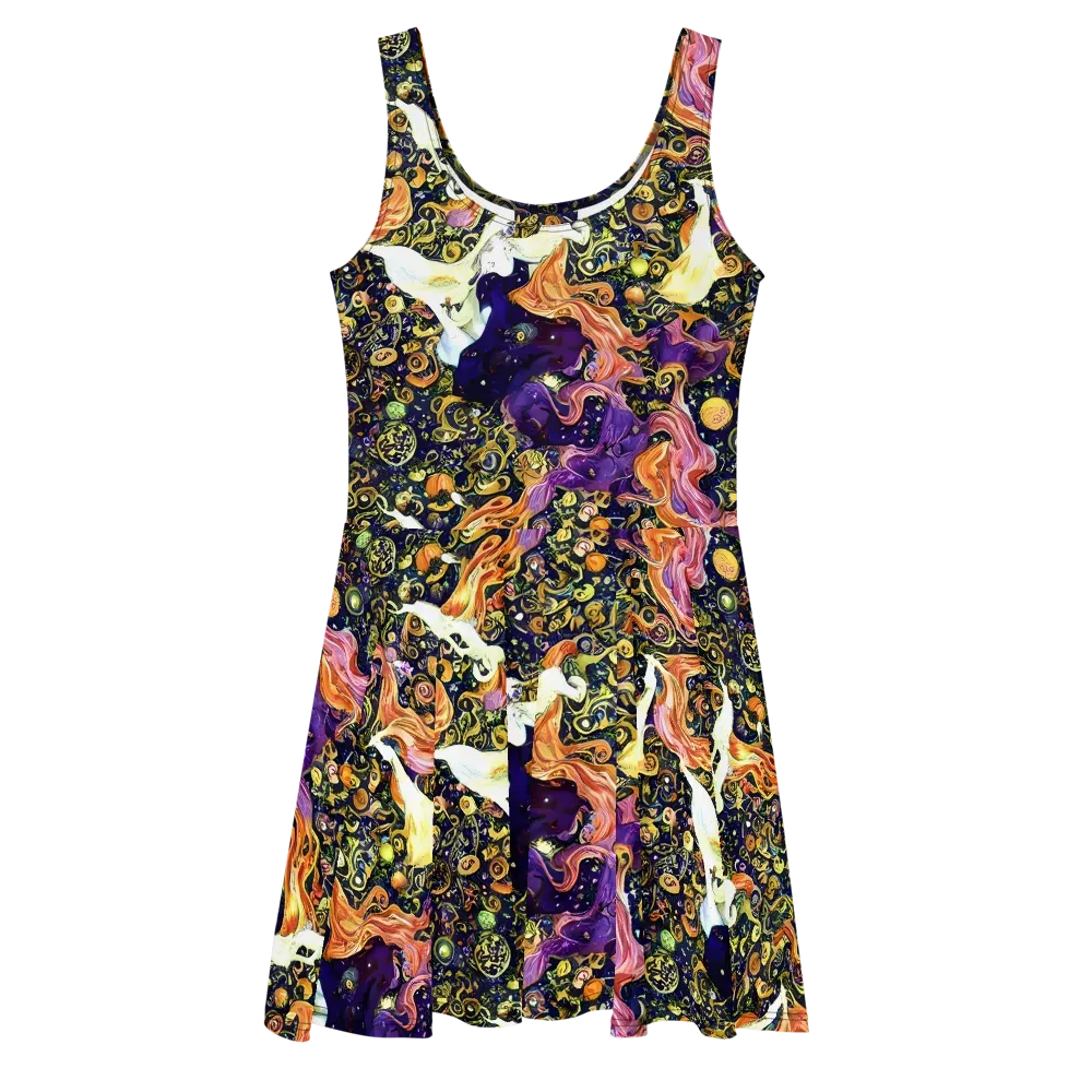 Ethereal Waltz on Skater Dress — Front