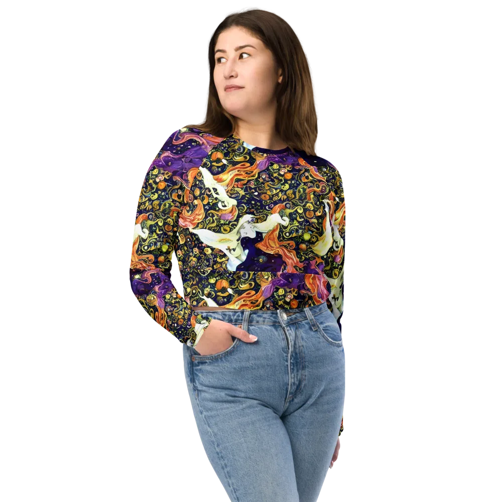 Ethereal Waltz on Long Sleeve Crop Top — Front