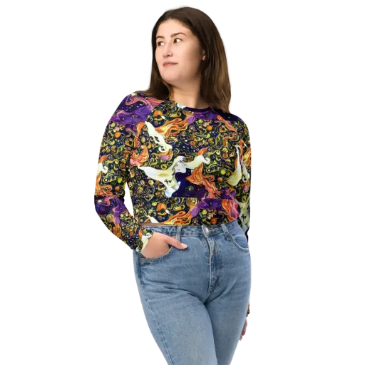 Ethereal Waltz on a Long Sleeve Crop Top