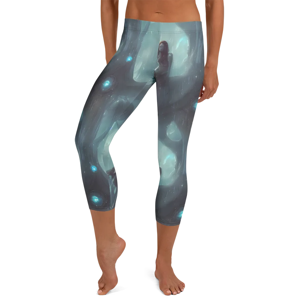 Liquid Serenity on Capri Leggings — Front