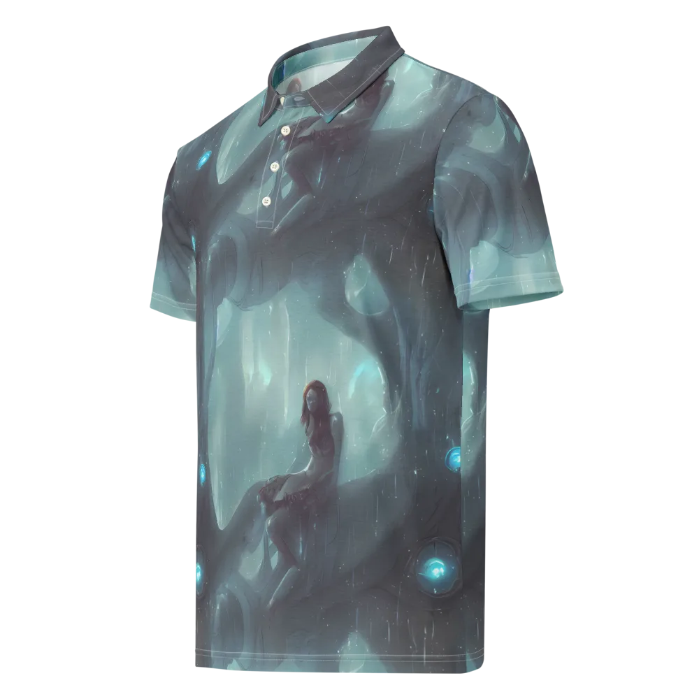 Liquid Serenity on Men's Slim Fit Polo Shirt — Left Front