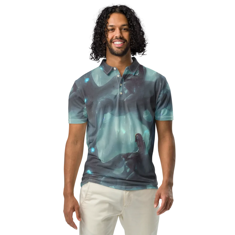 Liquid Serenity on Men's Slim Fit Polo Shirt — Front
