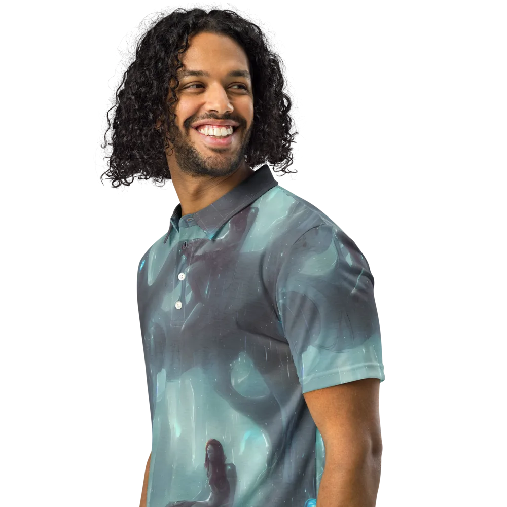Liquid Serenity on Men's Slim Fit Polo Shirt — Left Front