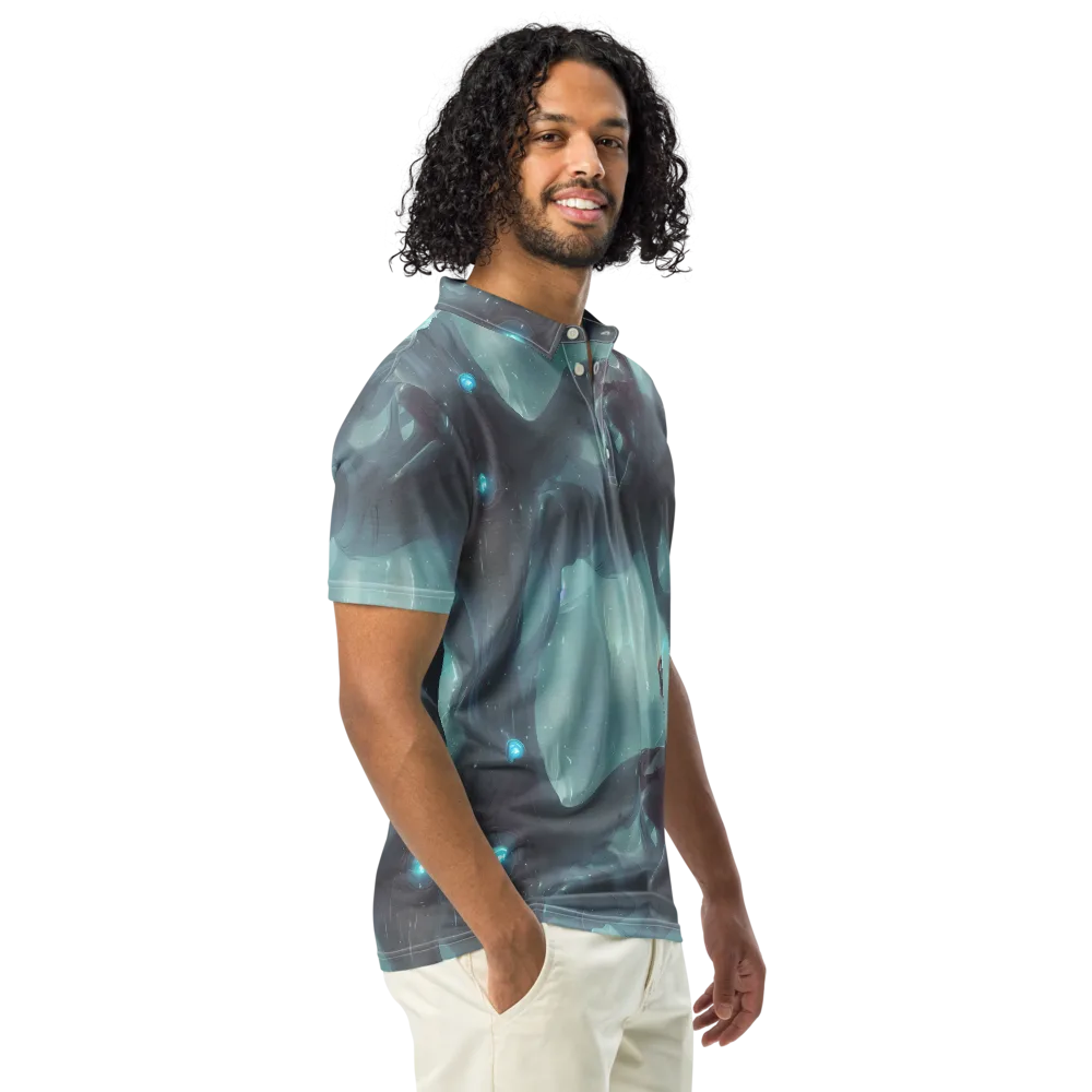 Liquid Serenity on Men's Slim Fit Polo Shirt — Right Front