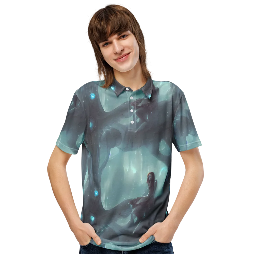 Liquid Serenity on Men's Slim Fit Polo Shirt — Front