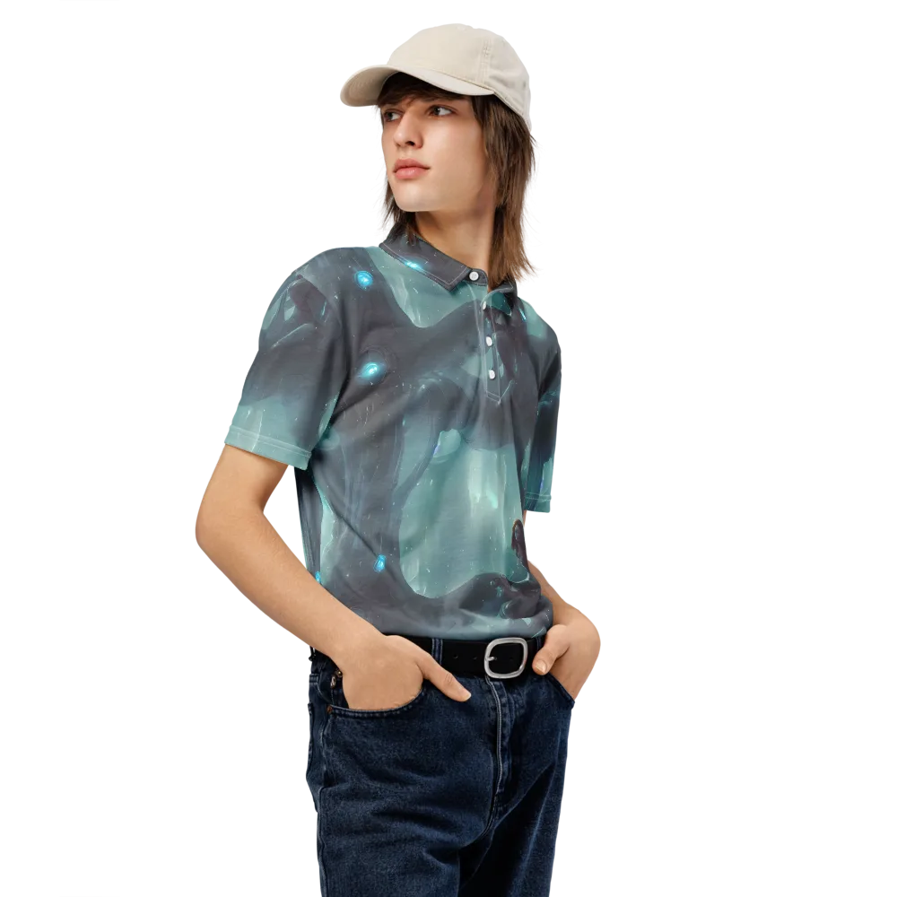 Liquid Serenity on Men's Slim Fit Polo Shirt — Right Front